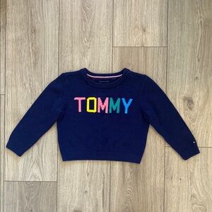 Tommy Hilfiger Girl's Navy Tommy Knit Sweater with Colorful Letters Size XXS 2-3